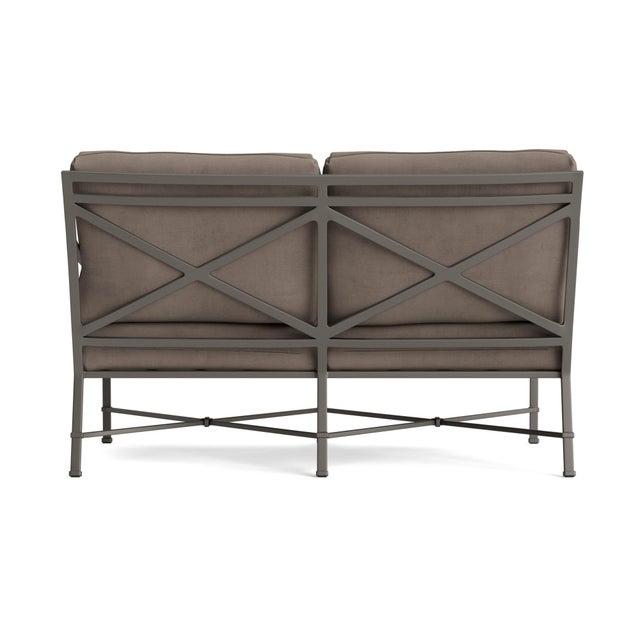 Brown Jordan Brown Jordan Venetian Right Arm Loveseat, Mica frame with Fusion Taupe fabric For Sale - Image 4 of 11