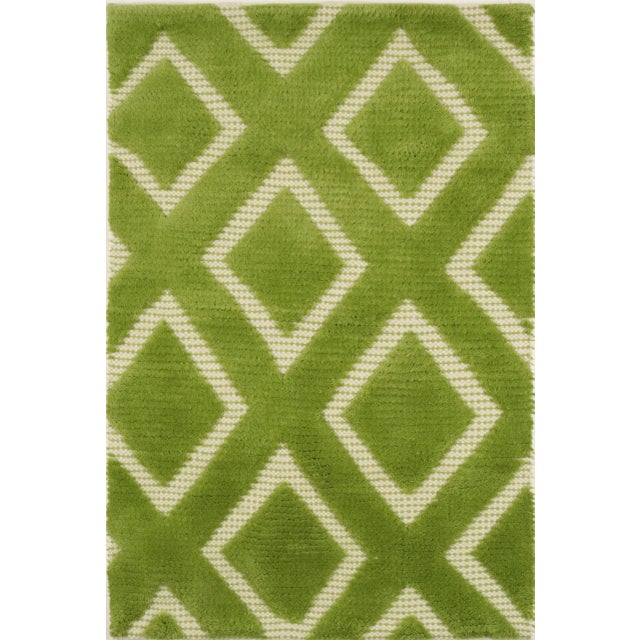2020s Rug & Kilim’s Contemporary Rug With Diamond Motifs in Green & Beige For Sale - Image 5 of 6