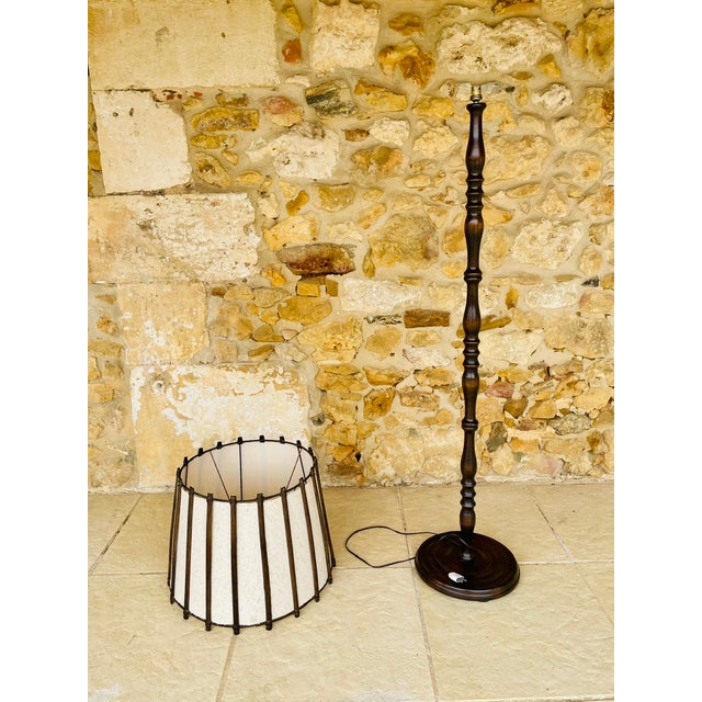 Vintage Turned Wood Floor Lamp, 1950s For Sale - Image 13 of 18
