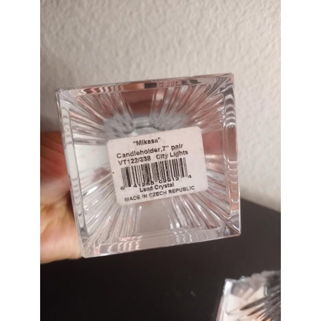 These are EXQUISITE NEW MIKASA Crystal Czech Republic CITY LIGHTS 7" Candle Holders/2. Have 2 sets of these with each Set...