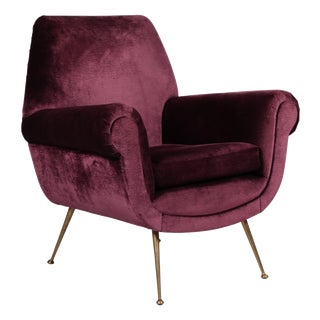 Mid-Century Modern Italian Velvet Armchair by Gigi Radice for Minotti, 1950s For Sale