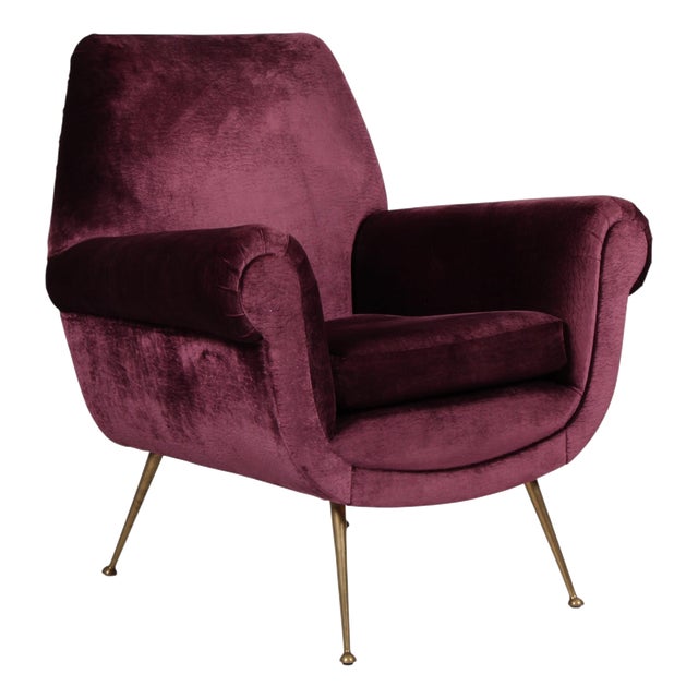 Mid-Century Modern Italian Velvet Armchair by Gigi Radice for Minotti, 1950s For Sale