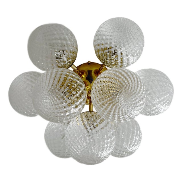 21st Century Camilia Polished Brass Clear Balloton Globe Flush Mount by Fabio LTD For Sale