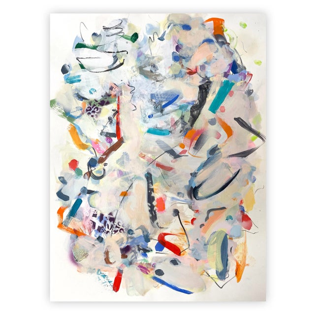 Gina Werfel Contemporary Abstract Acrylic and Mixed Media on Paper Painting "Scramble" by Gina Werfel For Sale - Image 4 of 4