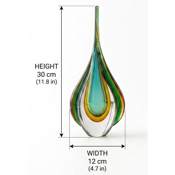 Add a vibrant pop of color and sculptural elegance to your collection with this exquisite free-form art glass sculpture....