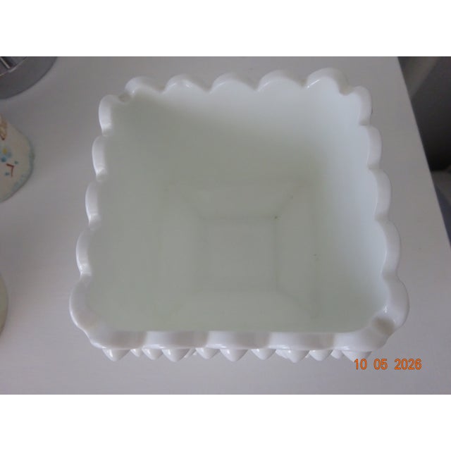 American 1970s Fenton White Hobnail Milk Glass Square Planter/Candy Dish For Sale - Image 3 of 5