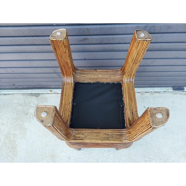 1970s Pair of Mid Century Modern Pencil Reed Rattan Stools For Sale - Image 12 of 12