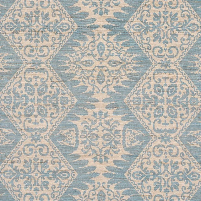 Schumacher SAMPLE - Schumacher Berkeley Hand Printed Silk Fabric In Cornflower For Sale - Image 4 of 7