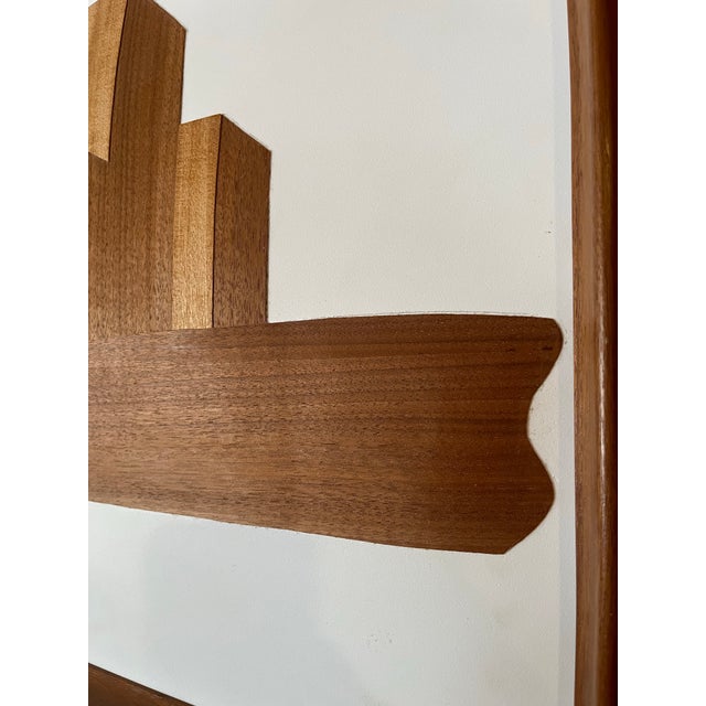Mel Quimby Attr. 1960s Wood Veneer Cityscape Silhouette Framed Wall Art For Sale - Image 6 of 12