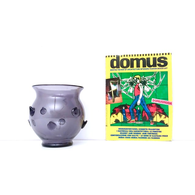 Postmodern Vintage Amethyst Blown Murano Glass Vase with Bugne in the style of Zecchin For Sale - Image 3 of 11