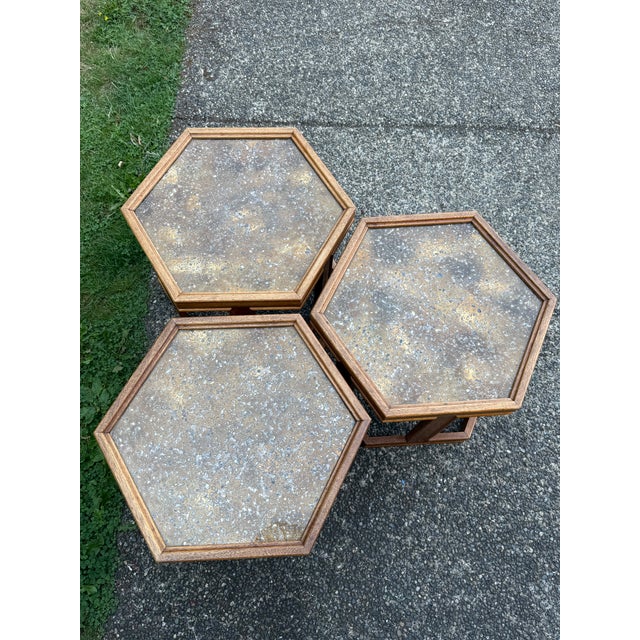 Mid century modern John Keal for Brown Saltman Hexagonal End Tables Tables unmarked Set of 3 hexagonal John Keal for Brown...