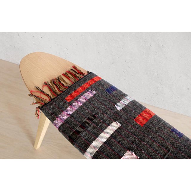 Oak Surf Hand-Woven Fabric Bench 1 by Jean-Baptiste Van Den Heede For Sale - Image 4 of 8
