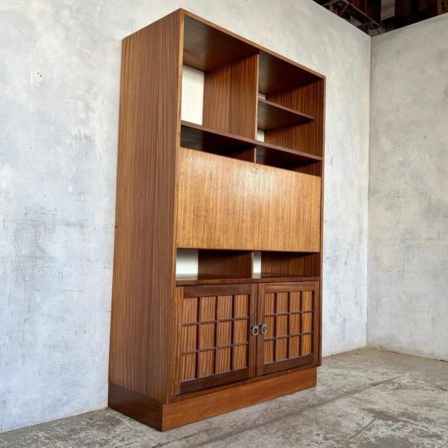 Wood Mid-Century Modern Teak Secretaire Bookcase, 1960s For Sale - Image 7 of 7