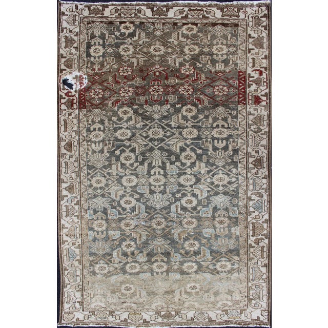 Earthy Tone Vintage Persian Hamadan Rug With All-Over Pattern For Sale - Image 12 of 12