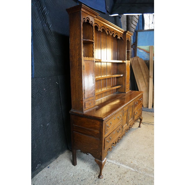 Late 18th Century Antique Georgian Period English Oak Welsh Dresser Pewter Cupboard Buffet Hutch For Sale - Image 5 of 18
