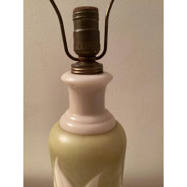 Chartreuse 1940s Cream and Green Aladdin Alacite Glass Lamp For Sale - Image 8 of 13