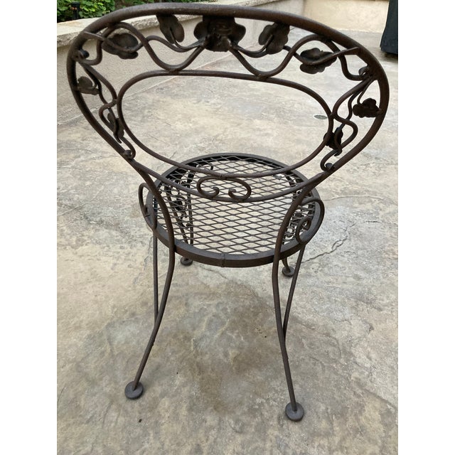 Vintage Woodard Chantilly Rose Wrought Iron Round Dining Table & 4