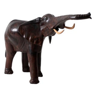 Large Mid-Century Ironwood Elephant Sculpture For Sale