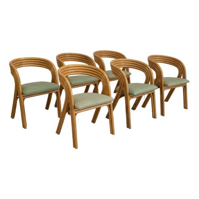 Curved Bamboo Chairs by Axel Enthoven for Rohe, 1970, Set of 6 For Sale