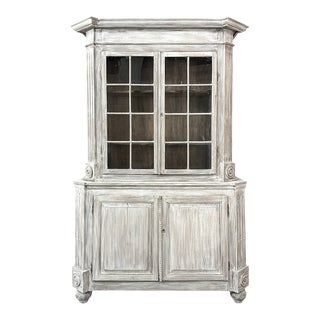 19th Century French Louis XIII Whitewashed Oak Bookcase For Sale