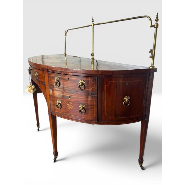 English English 18th Century George III Mahogany Demi-Lune Sideboard Circa 1790. For Sale - Image 3 of 14