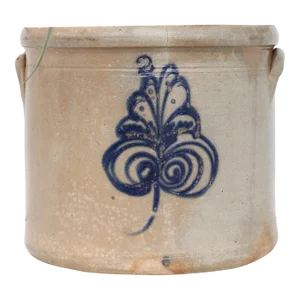 Ext. LRG Antique Decorated Stoneware Crock 2 Gallon