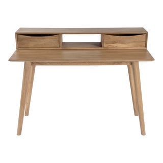 Serafimida Natural Wood Writing Desk, Light Brown For Sale