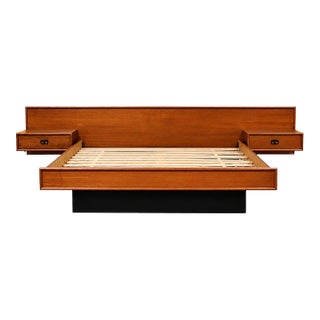 1960s Teak Queen Floating Platform Bed For Sale