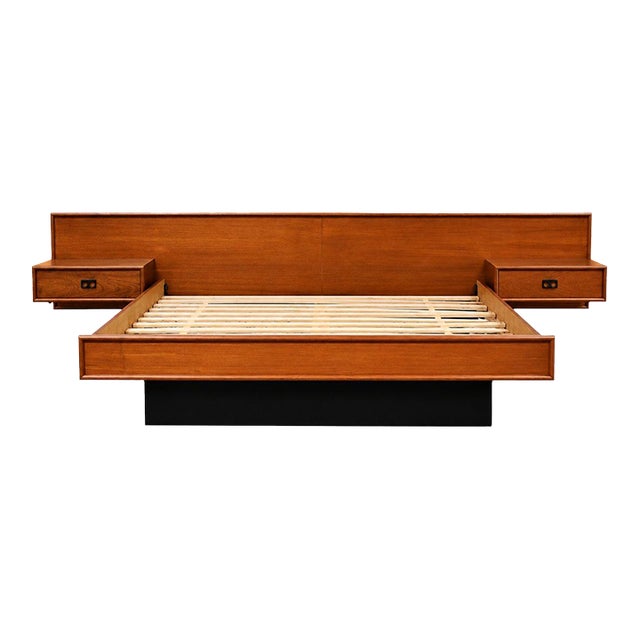 1960s Teak Queen Floating Platform Bed For Sale