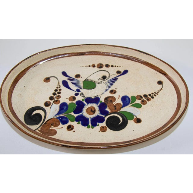 Tonala Folk Art Pottery Oval Platter Signed, Mexico, Circa 1960's For Sale - Image 11 of 12