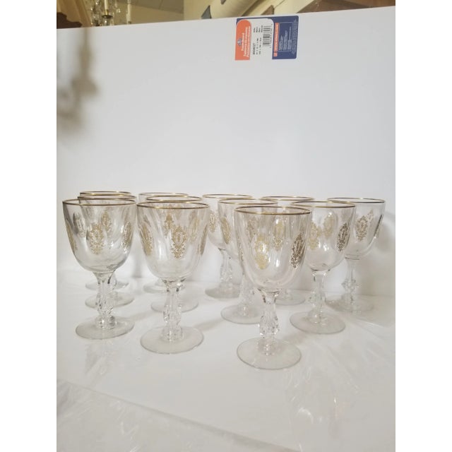 American Antique Crystal Goblets With Gold For Sale - Image 3 of 9