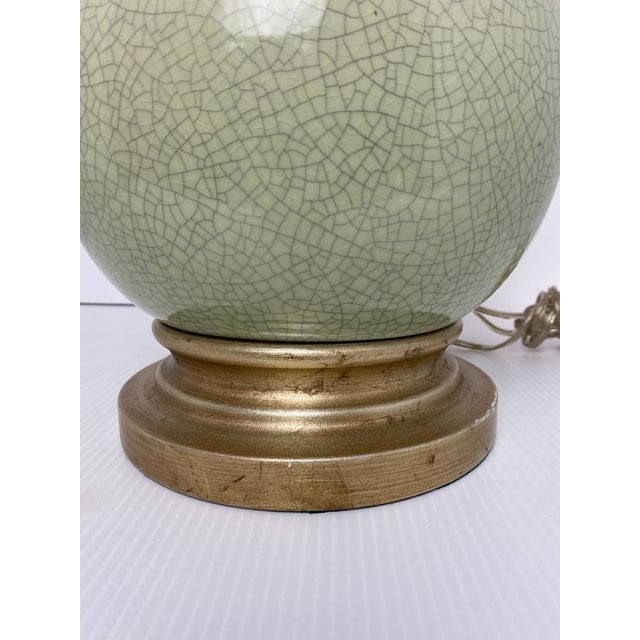 1960s Mid-Century Modern Green Crackle Table Lamp | Chairish