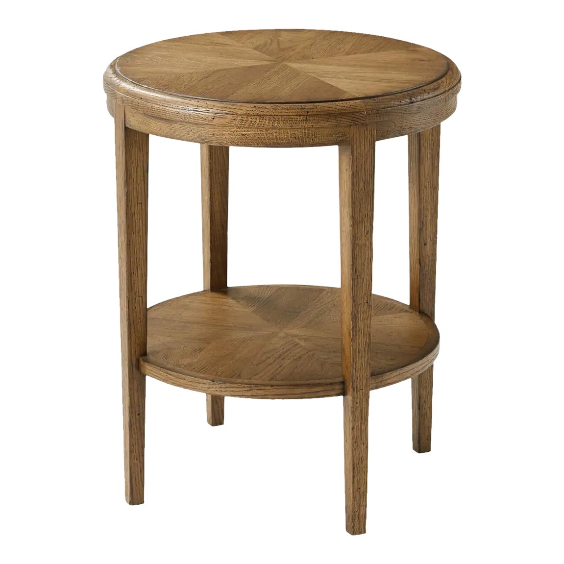 Oak Parquetry Round Side Table - Light Oak | Chairish