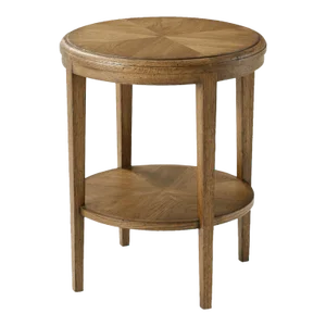 Oak Parquetry Round Side Table - Light Oak