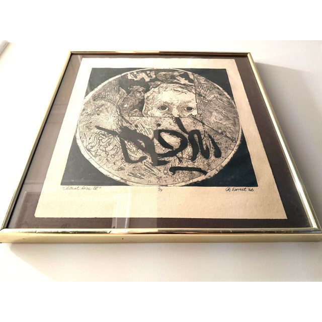 Mid-Century Modern Vintage Mid Century Modern 1966 “Ritual Disc Iv” Signed Art by R. Dorset For Sale - Image 3 of 12