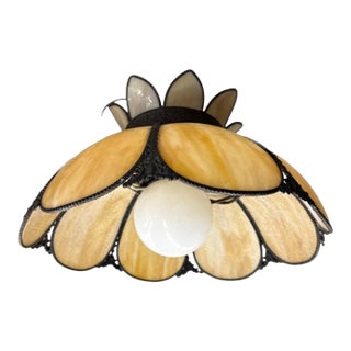 Vintage Tulip Slag Glass Pendant Light For Sale