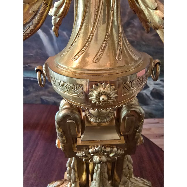 Antique Louis Xv Royal Bronze Pair Gilded Lamps Candleabra - a Pair For Sale - Image 14 of 17