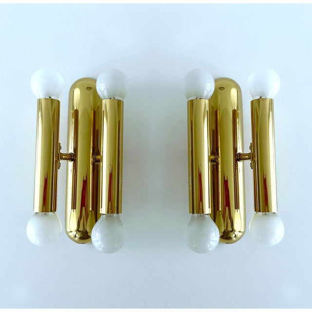 Vintage Space Age Brass Sconces, 1970s, Set of 2 For Sale - Image 9 of 18