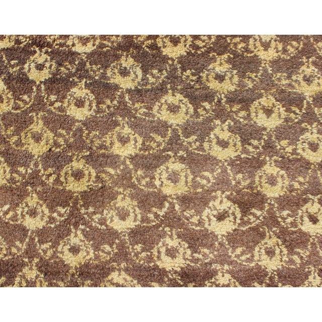 Textile Vintage Turkish Tulu Rug With Ivory Motifs and Chocolate Brown 3′2″ × 6′3″ For Sale - Image 7 of 12