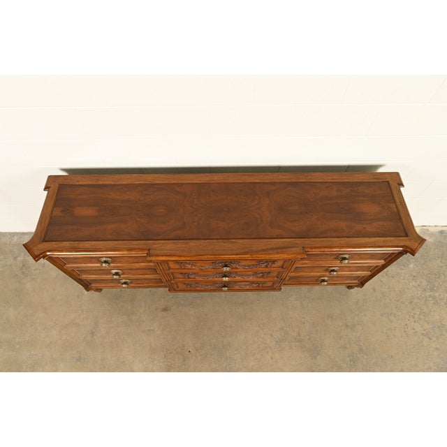 Karges French Regency Louis XVI Burled Walnut Triple Dresser or Credenza For Sale - Image 12 of 15