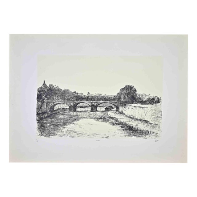 Alberto Ziveri, View of Rome: Tevere River, Lithograph, 1970 For Sale