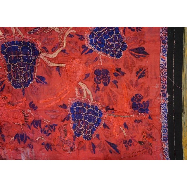 Antique Silk Chinese Embroidery Features an Elegantly Styled Geometric For Sale - Image 4 of 6