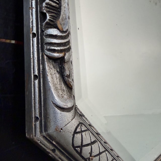 Vintage Art Deco Mirror with Bevelled Glass, 1940s For Sale - Image 11 of 13
