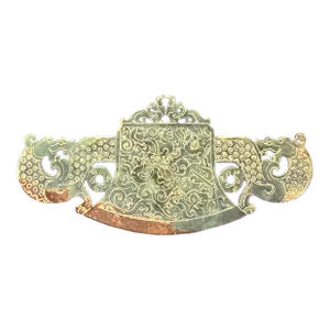 Vintage Chinese Art Carved Archaic Style Design Hetian Jade Plaque Dragon Sculpture