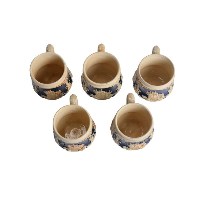 Vintage German Castle Stoneware Punchbowl Tureen Set With 5 Mugs - Ww Germany - 6 Pieces For Sale - Image 12 of 12
