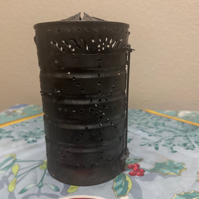 Mid-Century Brutalist Punched Metal Sunburst Lantern For Sale In Minneapolis - Image 6 of 8