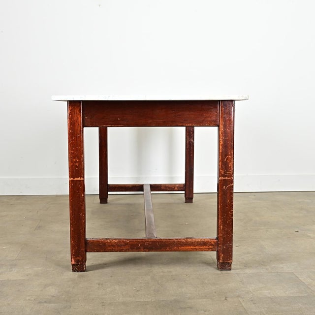 French 19th Century Marble Top Farm Table For Sale - Image 4 of 11