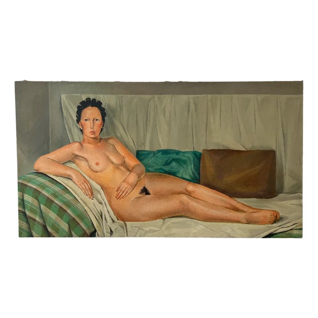 Pierre Jaques, Jeune femme posant nue sur le sofa, Oil on Canvas For Sale