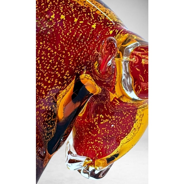 Late 20th Century Murano Red Glass Bull Sculpture “Sommerso” Technique For Sale - Image 13 of 16
