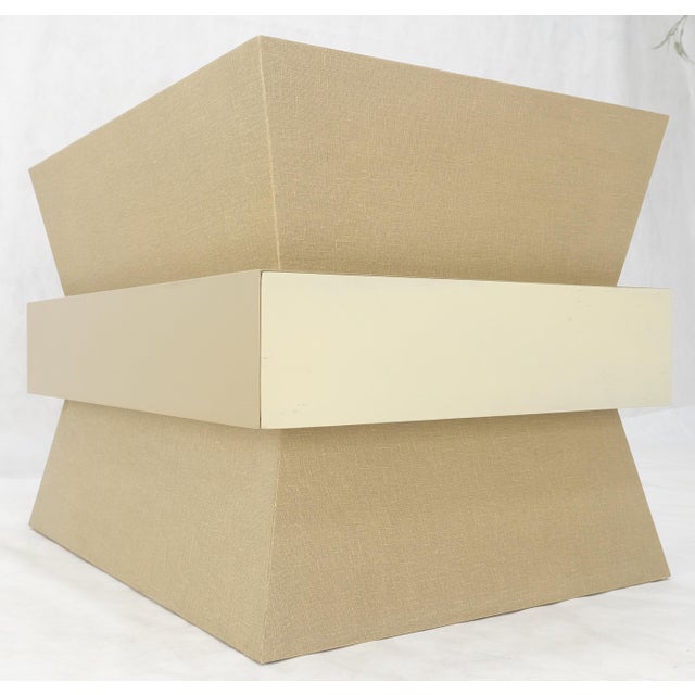 Tan Linen Wrapped Ernest C. Masi "Sheaf of Wheet" Shape One Drawer End Table For Sale - Image 8 of 12